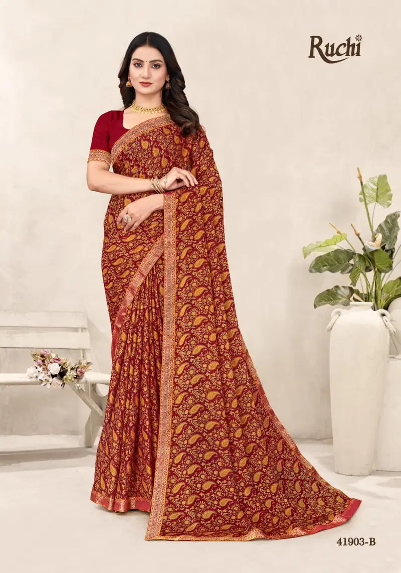 Simayaa Vol 34 By Ruchi Chiffon Daily Wear Saree Exporters In India
